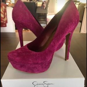 Suede cranberry Jessica Simpson pumps. Barely worn